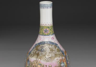 图片[2]-Gall-bladder-shaped vase with “Eighteen Lohans” motif in yangcai painted enamels, Qianlong reign (1736-1795), Qing dynasty-China Archive